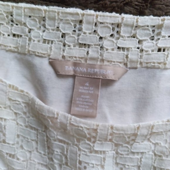 Banana Republic Cream Eyelet Lace 3/4" Sleeve Dress - Picture 3 of 7